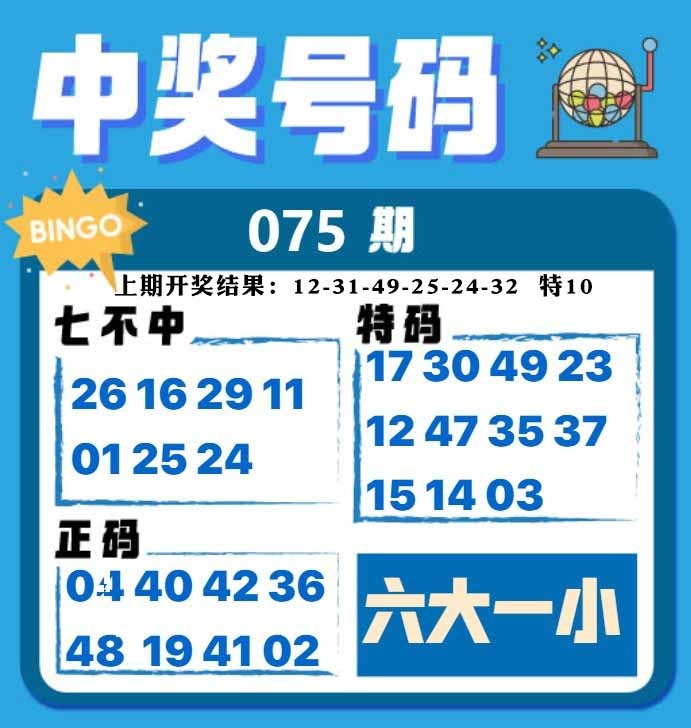 075期中奖号码[图]